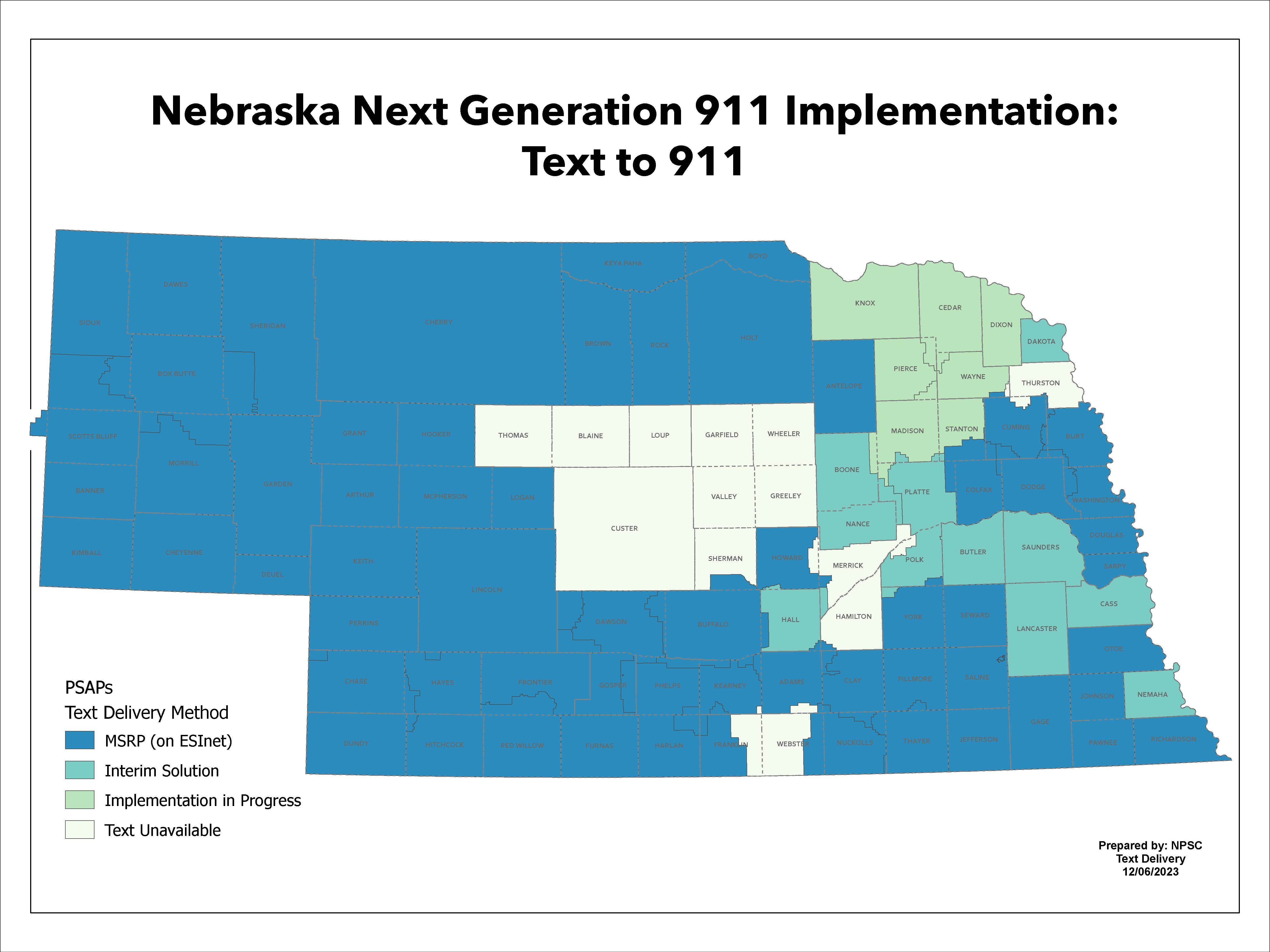 Text to 911 Implementation Map