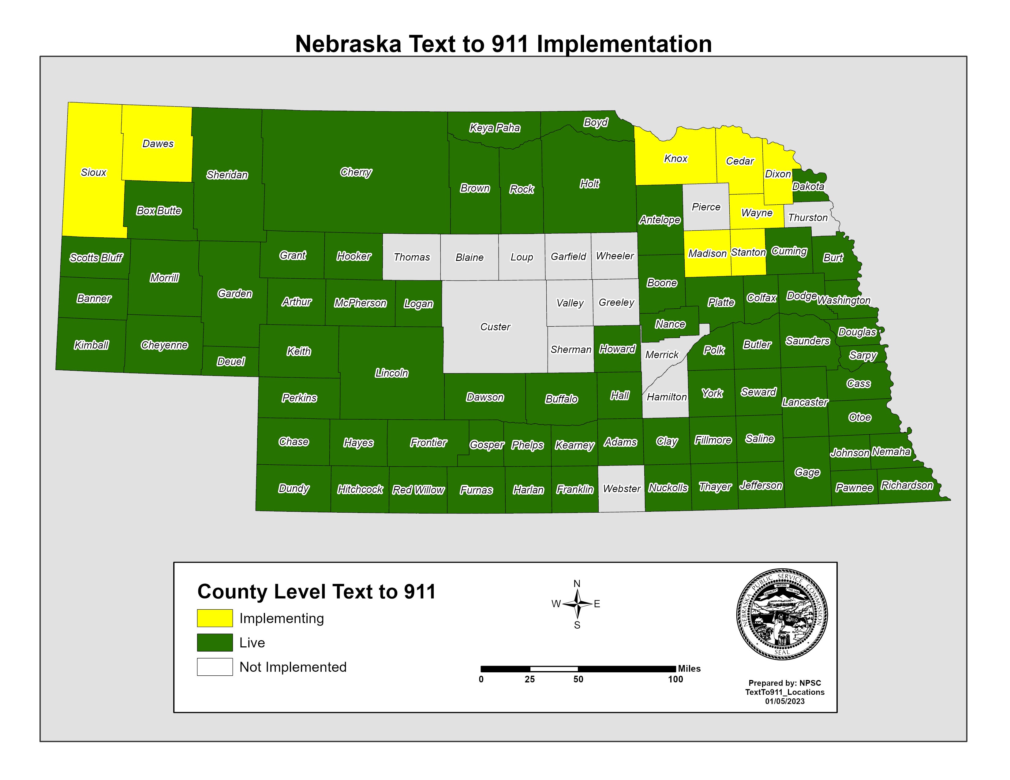 Text to 911 Implementation Map 1-6-23