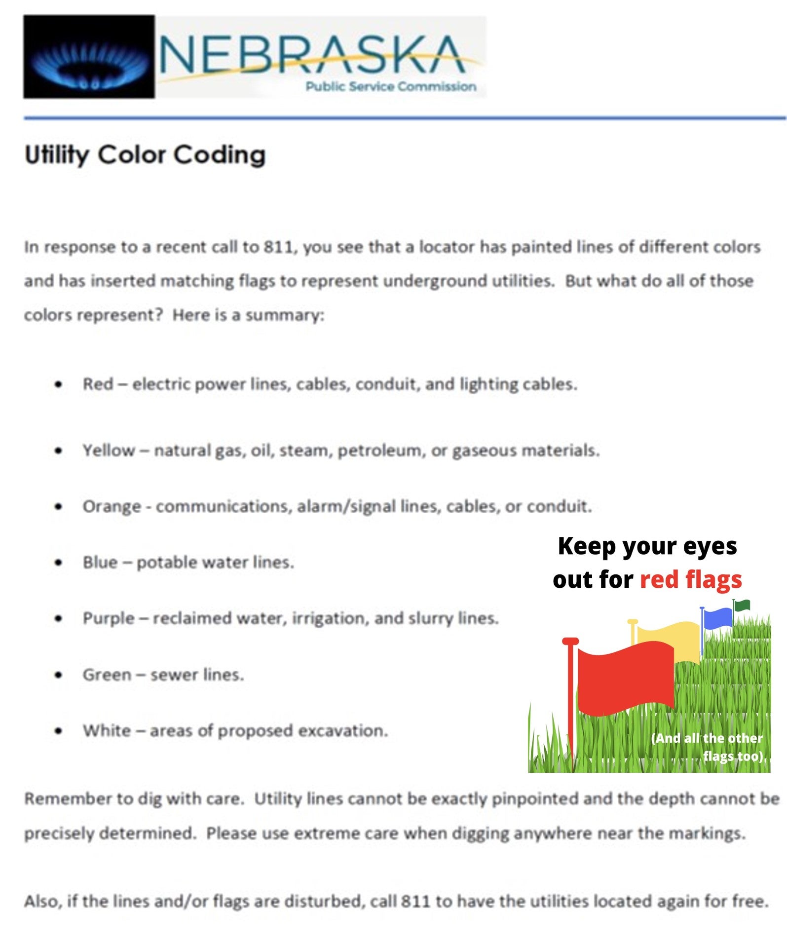 Safe Digging Utility Color Coding